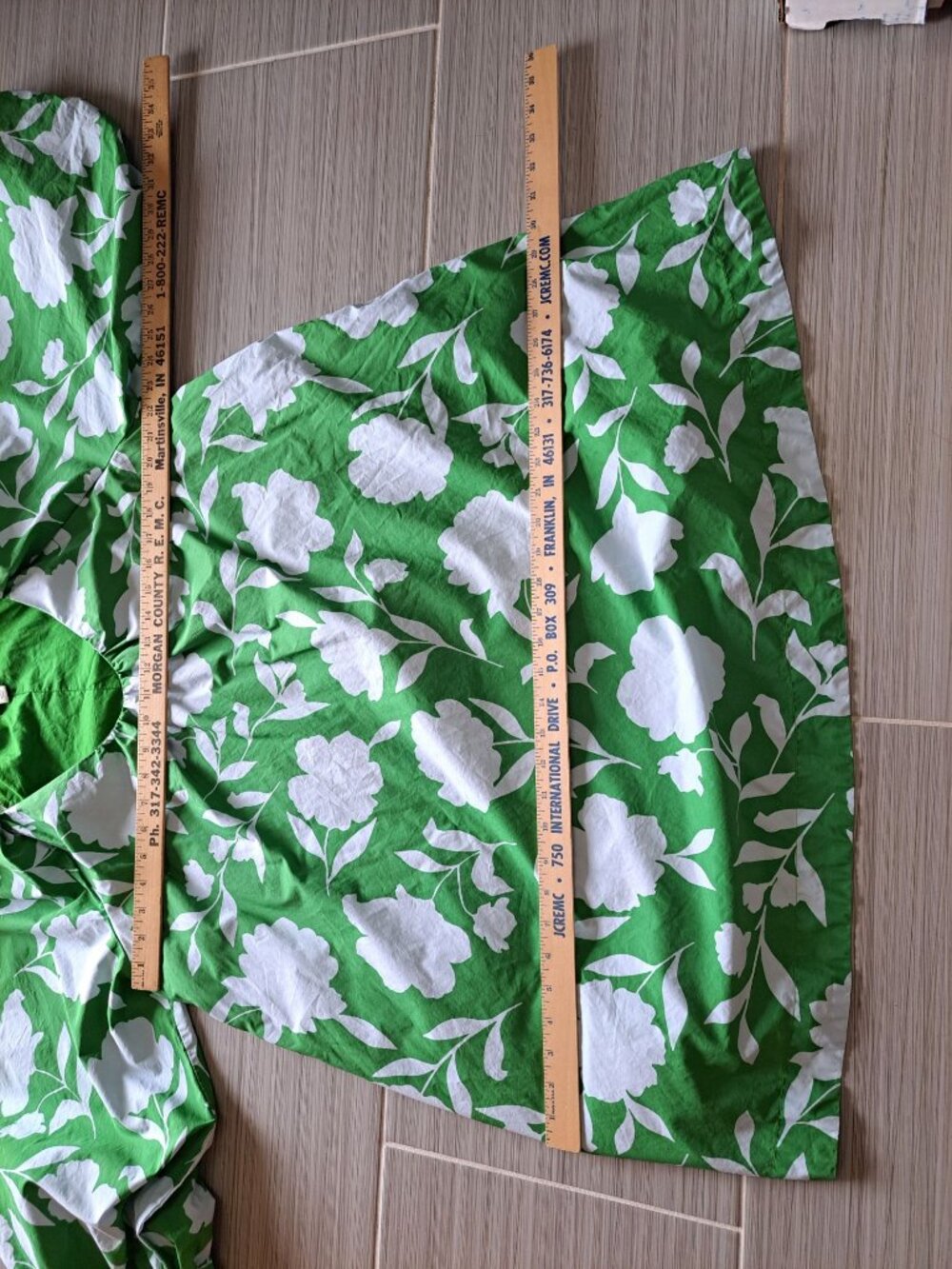 Kate Spade X Target Green Floral Poplin Puff Sleeve Mini Dress XL Vacation - Picture 11 of 12